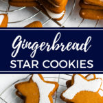 Gingerbread star cookies | A Christmas tradition with slightly crisp edges, chewy centers, and the warm flavors of molasses, brown sugar, and spices. #christmascookies #gingerbread