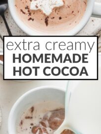 This easy Homemade Hot Cocoa Mix yields mugs that are extra rich and delicious. Make a big batch of the creamy base, then store in the refrigerator or freezer and scoop into mugs with warm milk for a warm treat on demand.