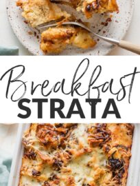 Count on this breakfast strata any time you need to feed a crowd before noon. The elevated egg casserole combines toasty bread, sautéed pancetta, richly caramelized aromatics, and a top layer of tangy Gruyère. It's designed to prep at night and bake in the morning, and it makes a lot of food—truly the stuff of holiday or grand brunch dreams.