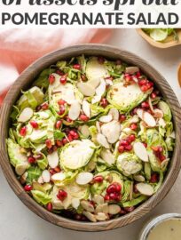This shaved Brussels sprout pomegranate salad is simple yet elegant, full of flavor and texture, and perfect to enjoy all fall and winter.