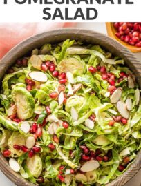 This shaved Brussels sprout pomegranate salad is simple yet elegant, full of flavor and texture, and perfect to enjoy all fall and winter.