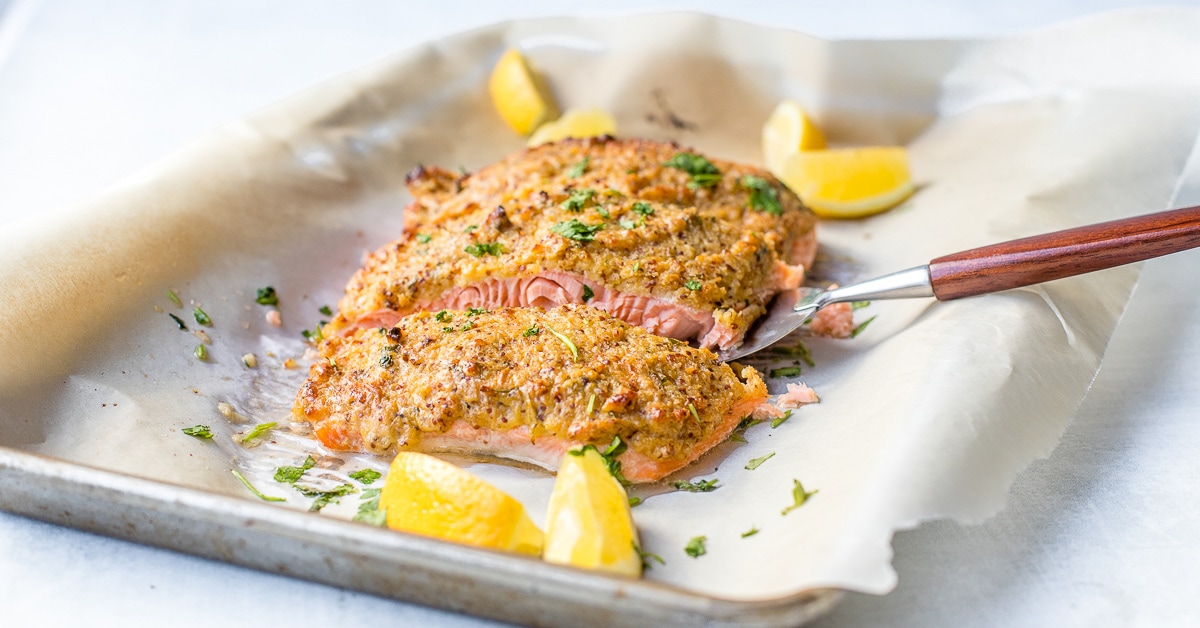 MustardCrusted Panko Salmon Nourish and Fete