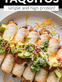 An all-time family favorite, these oven-baked Chicken and Black Bean Taquitos are bursting with a creamy, flavorful filling wrapped up in a crisp, lightly salted shell. They're easy to make ahead and freezer-friendly, too, so terrific for parties, Cinco de Mayo, game day, and more!
