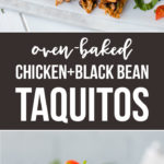 Oven-baked chicken black bean taquitos are perfect for game day, parties, appetizers, or dinner - easy to make-ahead and freezer-friendly! #texmex #taquitos #gamedaysnacks