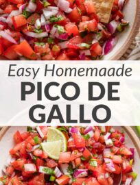 Pico de gallo is so easy to make yourself and more delicious and fresh than anything you'll find on a grocery shelf. With juicy tomatoes, tangy onion, kicky jalapeño, and zippy fresh cilantro—plus that magical mix of lime and salt, of course—this classic combo rounds out any Mexican feast in style.
