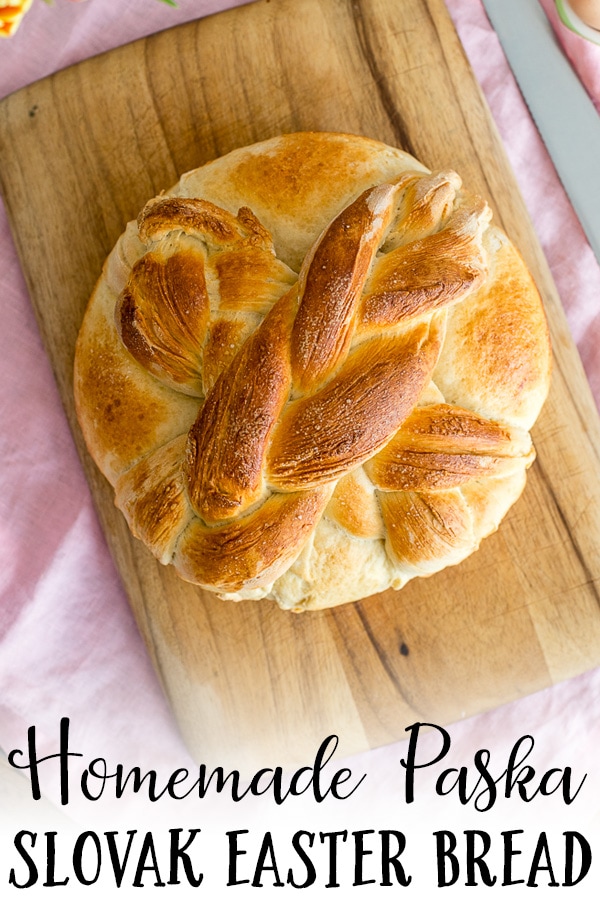 Homemade Paska is a traditional Slovak or Eastern European Easter bread sweetened with sugar and eggs for a rich, celebratory loaf. A favorite childhood tradition! #slovakrecipes #paska #easterrecipes #easterbread