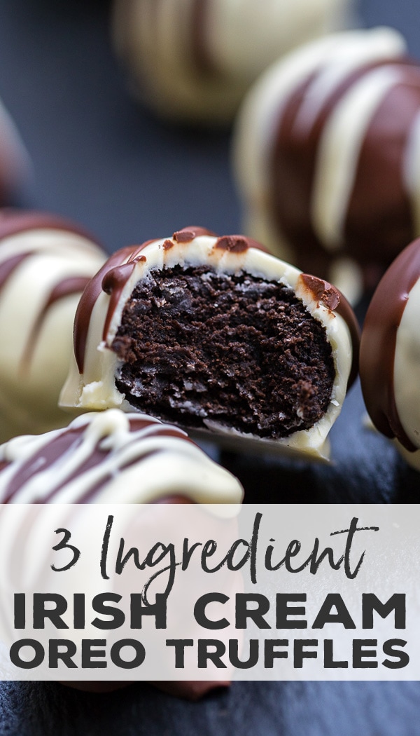 Irish cream Oreo truffles are so easy, so pretty, and so decadent - with NO cream cheese! #oreotruffles #irishcream #chocolatetruffles