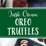 Irish cream Oreo truffles are so easy, so pretty, and so decadent - with NO cream cheese! #oreotruffles #irishcream #chocolatetruffles