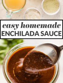 It only takes 10 minutes and a few basic ingredients to make a Homemade Red Enchilada Sauce that is full of the flavors you'd expect at your favorite Mexican restaurant. But be warned: make this once and you'll never want to buy over-priced, over-processed enchilada sauce at the store again!