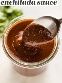 It only takes 10 minutes and a few basic ingredients to make a Homemade Red Enchilada Sauce that is full of the flavors you'd expect at your favorite Mexican restaurant. But be warned: make this once and you'll never want to buy over-priced, over-processed enchilada sauce at the store again!