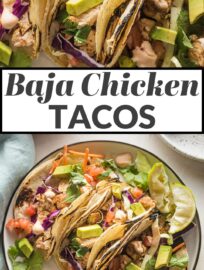 Fresh, flavorful, and ready in less than 30 minutes, this light take on Baja Chicken Tacos just might become a go-to meal! The tender chicken is the perfect foundation for all your favorite toppings; we love lettuce or cabbage, pico de gallo, avocado, and a simple chipotle crema.