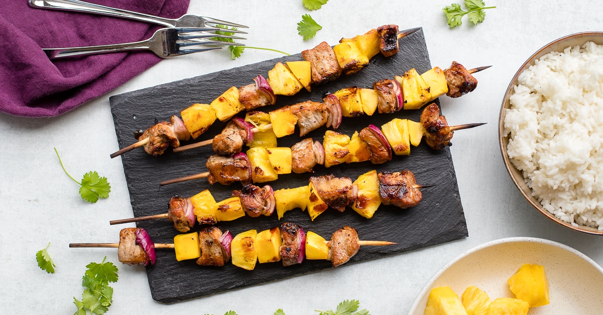 Pork Pineapple Kabobs with Grilled Mango Nourish and Fete