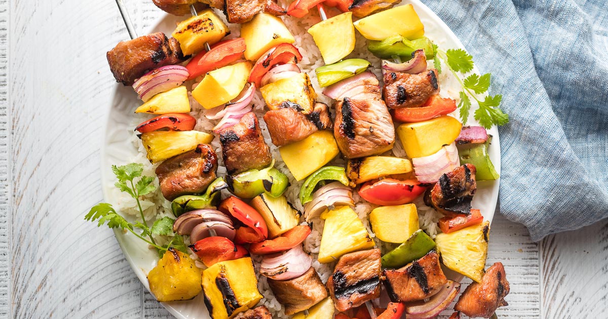 Easy Marinated Pork Skewers (Grilled or Oven Baked Pork Kabobs)