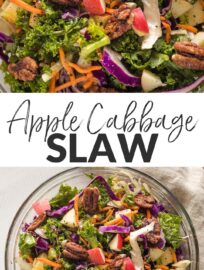 You will love this 10 minute Apple Cabbage Slaw for a healthy side with flavor and crunch! It’s made with simple ingredients and an irresistibly tangy brown sugar cider vinaigrette.