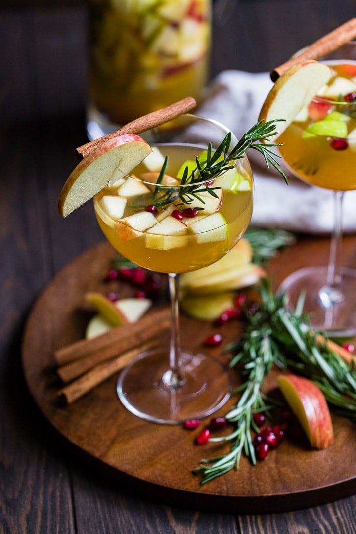 Glasses of autumn harvest white sangria.