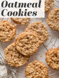 This recipe produces simple, buttery, old-fashioned oatmeal cookies with a hint of warm cinnamon, chewy centers, and lacy edges. They are easy to make -- no dough chilling required -- and perfect for a quick treat with coffee or a cold glass of milk!