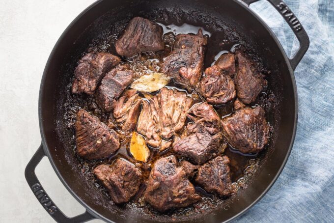 Braised chuck roast ready to shred.