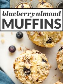 Blueberry almond muffins are easy to make, irresistibly tender, and packed with blueberries and almond flavor. The perfect thing to make for brunch or when having overnight guests!