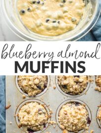 Blueberry almond muffins are easy to make, irresistibly tender, and packed with blueberries and almond flavor. The perfect thing to make for brunch or when having overnight guests!