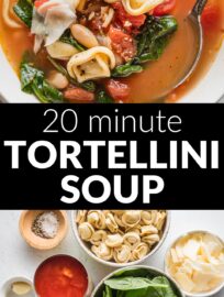 We love this White Bean Tortellini Soup for something homemade, healthy, and satisfying on the busiest nights. It's got tender cheese-filled tortellini cooked right in the broth, the zip of Italian tomatoes and herbs, and creamy white beans for added protein. Best of all, it's no-fail and ready in just 20 minutes.