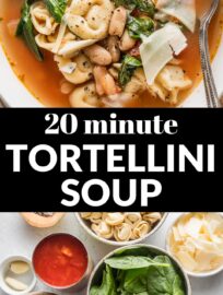 We love this White Bean Tortellini Soup for something homemade, healthy, and satisfying on the busiest nights. It's got tender cheese-filled tortellini cooked right in the broth, the zip of Italian tomatoes and herbs, and creamy white beans for added protein. Best of all, it's no-fail and ready in just 20 minutes.