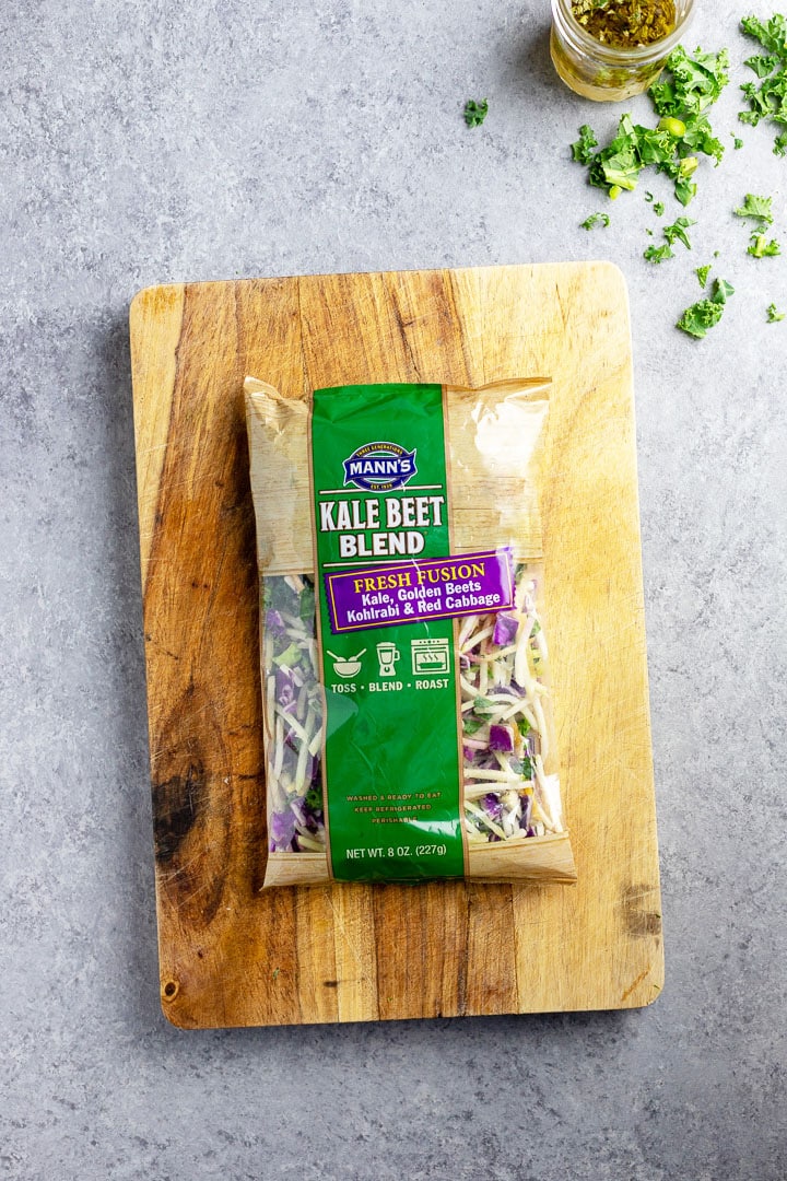 Package of Kale Beet Blend, a Veggie Slaw made by Mann's.