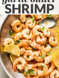 Everyone loves these Garlic Butter Shrimp with fresh lemon juice and a hint of red pepper. And they're ready in just 15 minutes!