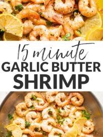 Everyone loves these Garlic Butter Shrimp with fresh lemon juice and a hint of red pepper. And they're ready in just 15 minutes!