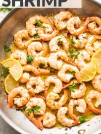 Everyone loves these Garlic Butter Shrimp with fresh lemon juice and a hint of red pepper. And they're ready in just 15 minutes!