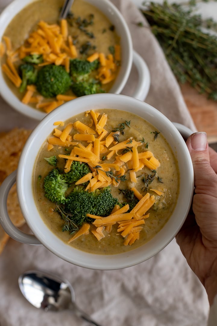 Healthy Instant Pot Broccoli Cheddar Soup Nourish + Fete