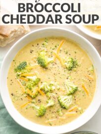 An Instant Pot broccoli cheddar soup that's easy-to-make, soul-warming, delicious, AND healthy! So many veggies, love at first bite.