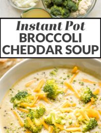 An Instant Pot broccoli cheddar soup that's easy-to-make, soul-warming, delicious, AND healthy! So many veggies, love at first bite.