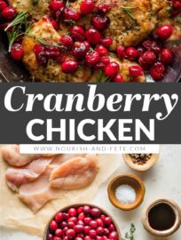 This simple Cranberry Chicken Skillet takes about 25 minutes and is absolutely irresistible thanks to a bit of balsamic vinegar and brown sugar. It's cozy and easy to make yet elevated. A fall and winter dinner winner!