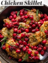 This simple Cranberry Chicken Skillet takes about 25 minutes and is absolutely irresistible thanks to a bit of balsamic vinegar and brown sugar. It's cozy and easy to make yet elevated. A fall and winter dinner winner!