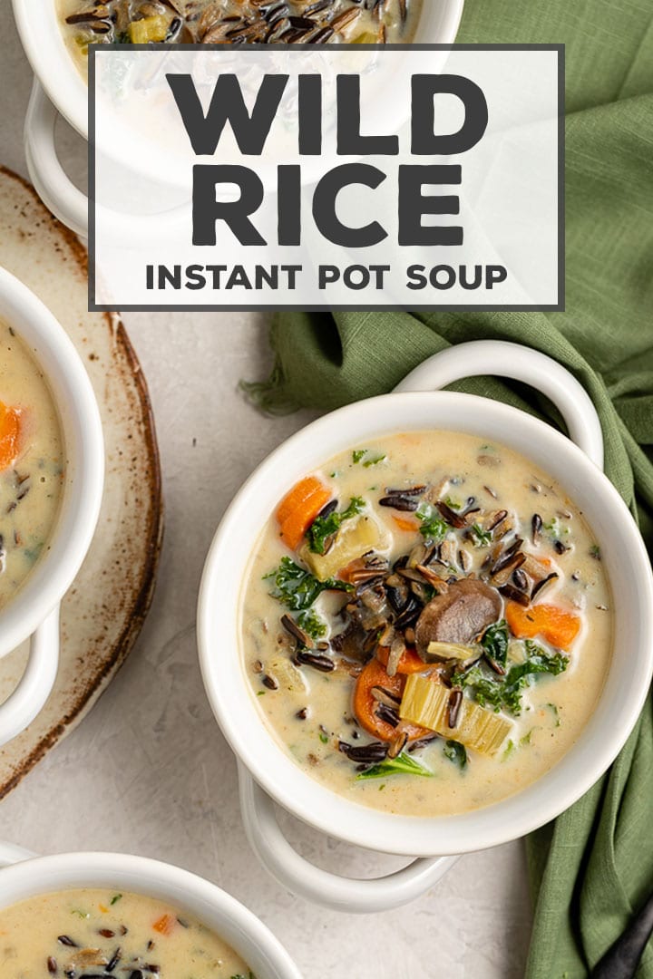 Creamy wild rice soup is our favorite Instant Pot recipe to date! Seriously soul-warming, flavorful, and packed with healthy veggies. A side of crusty bread is NOT optional!! An Instant Pot soup recipe for the win! #instantpot #wildrice #soup
