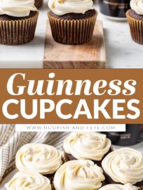 A MUST for St. Patrick's Day or the beer lover! The best, most decadent chocolate Guinness cupcakes topped with luscious Irish cream frosting. Plus they're easy to make and ready in less than 45 minutes!