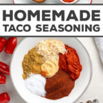 MIND-BLOWING homemade taco seasoning! This is so easy to make, makes tacos taste amazing, and has helped me ditch packets for good. Must save, must bookmark, must have.