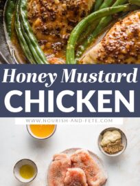 This simple recipe produces juicy, flavorful Honey Mustard Chicken seared and baked in the most delicious pan sauce. You'll love this fool-proof method for perfectly cooked chicken breasts and green beans together in a healthy, easy, one-skillet meal.