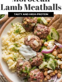 These Moroccan-inspired Lamb Meatballs are quick to make but tender, delicious, and a fun way to diversify your dinner routine with Mediterranean vibes. Plenty of herbs add flavor to the beef-lamb mixture, which then bakes in the oven for hands-off convenience. Serve with couscous or rice, your favorite veggies, and fresh pita for bonus points.