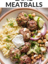 These Moroccan-inspired Lamb Meatballs are quick to make but tender, delicious, and a fun way to diversify your dinner routine with Mediterranean vibes. Plenty of herbs add flavor to the beef-lamb mixture, which then bakes in the oven for hands-off convenience. Serve with couscous or rice, your favorite veggies, and fresh pita for bonus points.