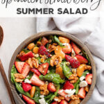 Bring this to the potluck! A salad people will ACTUALLY EAT! Easy strawberry spinach salad recipe perked up with oranges, candied walnuts, and creamy feta. And an awesome balsamic poppy seed dressing you can make yourself, because it's easy and you love yourself and deserve nice, healthy things. Hello, spring/summer salad on repeat!