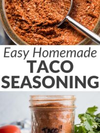 Making your own taco seasoning is economical, easy, and delicious! This recipe uses pantry staples and is designed to whip up a large batch you can keep in a jar and use to season all your favorite tacos, week after week. It tastes much more fresh than store-bought seasoning packets and allows you to skip all the preservatives and focus on flavor.