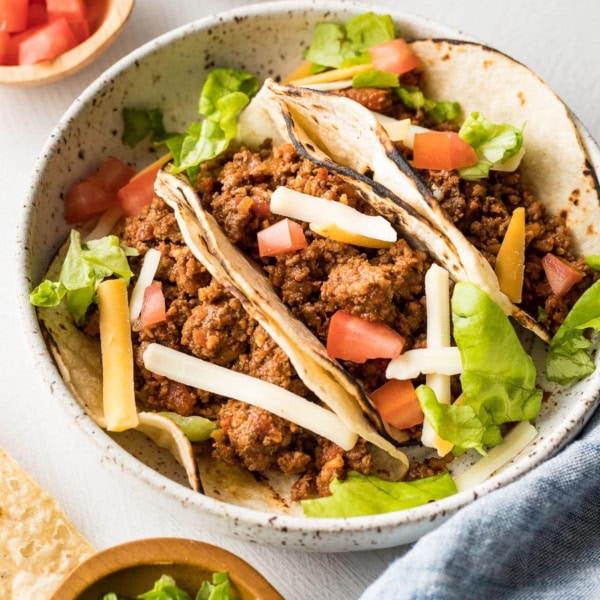 Instant Pot tacos made with ground beef.