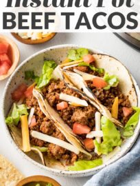 Instant Pot tacos with ground beef and salsa are a go-to weeknight dinner. Simple, kid-friendly, and so delicious. Best of all, they take less than 30 minutes, and you can prep taco toppings while the pressure cooker does all the work.