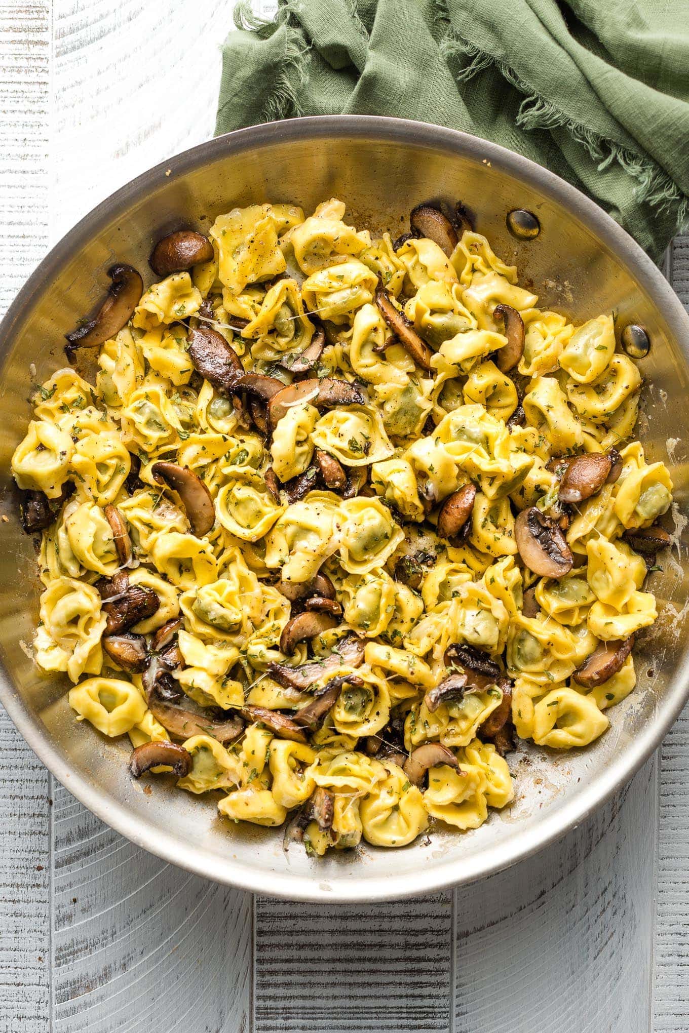Tortellini with Mushrooms, Butter, and Parmesan - Nourish and Fete