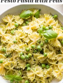 This pesto pasta and peas recipe is quick, easy, and totally delicious! Make your own pesto or use store-bought: either way, this can be ready in less than 20 minutes and makes a lovely light meal.