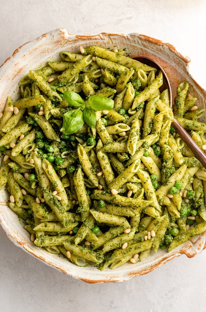 Fresh Pesto Pasta with Peas | Nourish and Fete