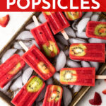 Everyone will go crazy for these beautiful, vibrant, all-natural strawberry kiwi popsicles! Easy to make with just four ingredients, and much healthier than their store-bought cousins! #popsicles #strawberry #kiwi #lowsugar