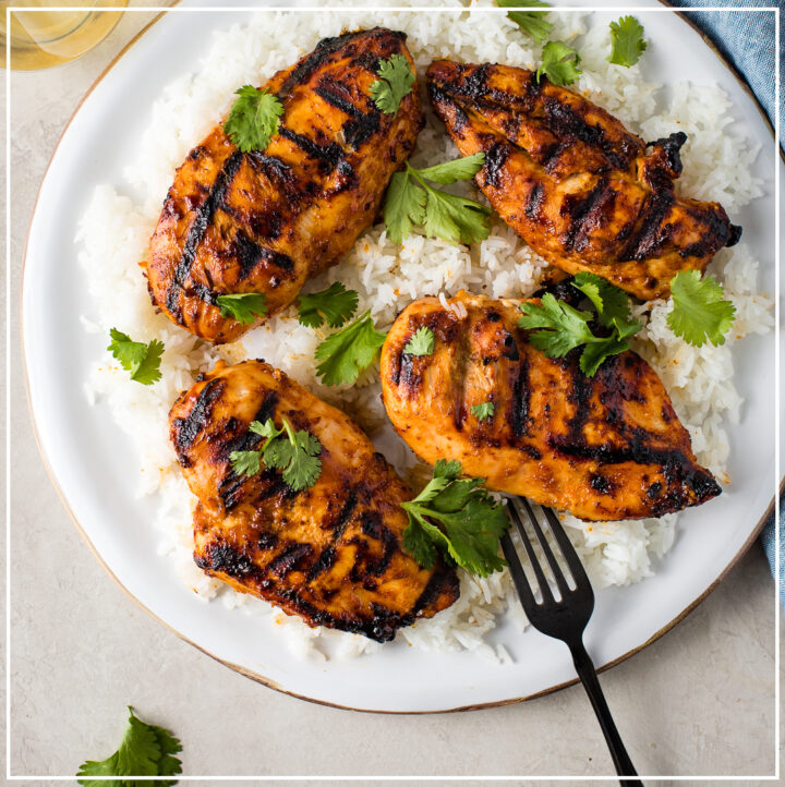 Platter of chipotle honey BBQ chicken.