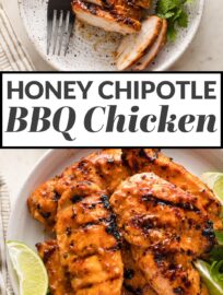 Tender Honey Chipotle Chicken breasts are easy to make on the grill or on the stove-top. Sweet, spicy, and absolutely irresistible!